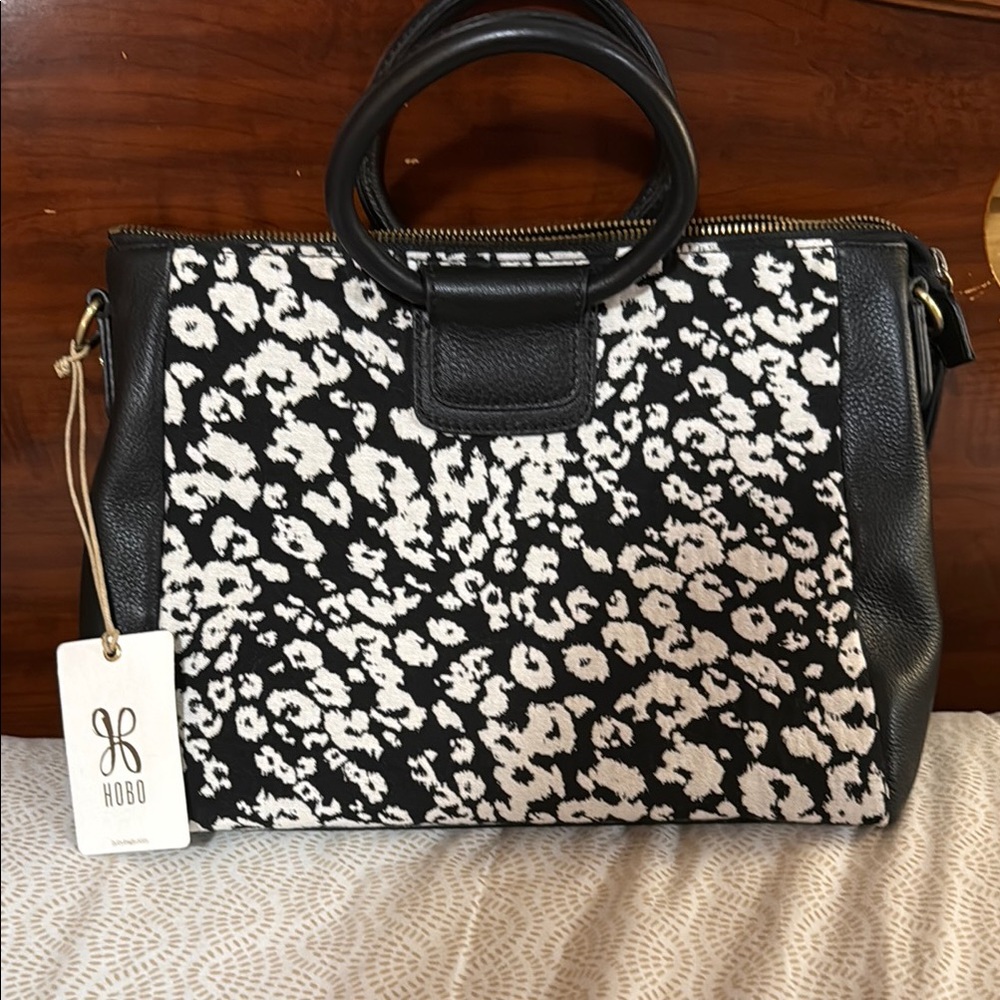 HOBO Black and White Floral Hobo Bag